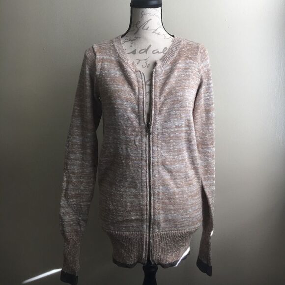 Free People Sweaters - Free People Cream/Brown zip up sweater XS